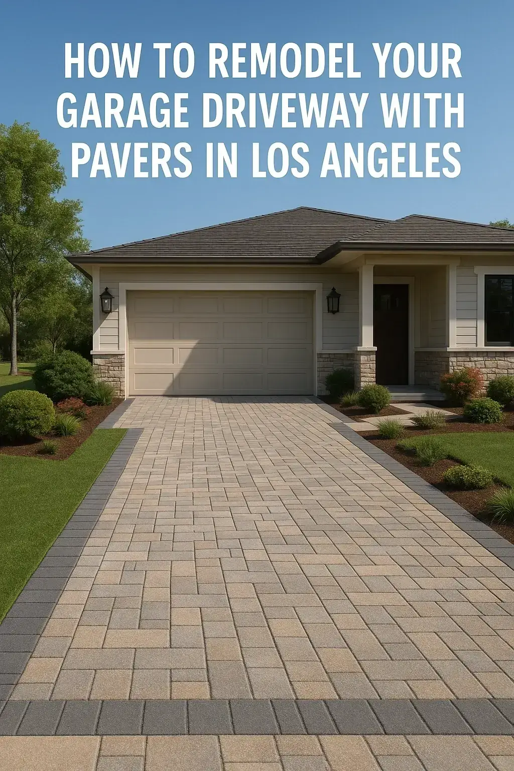Paved driveway leading to a suburban house.