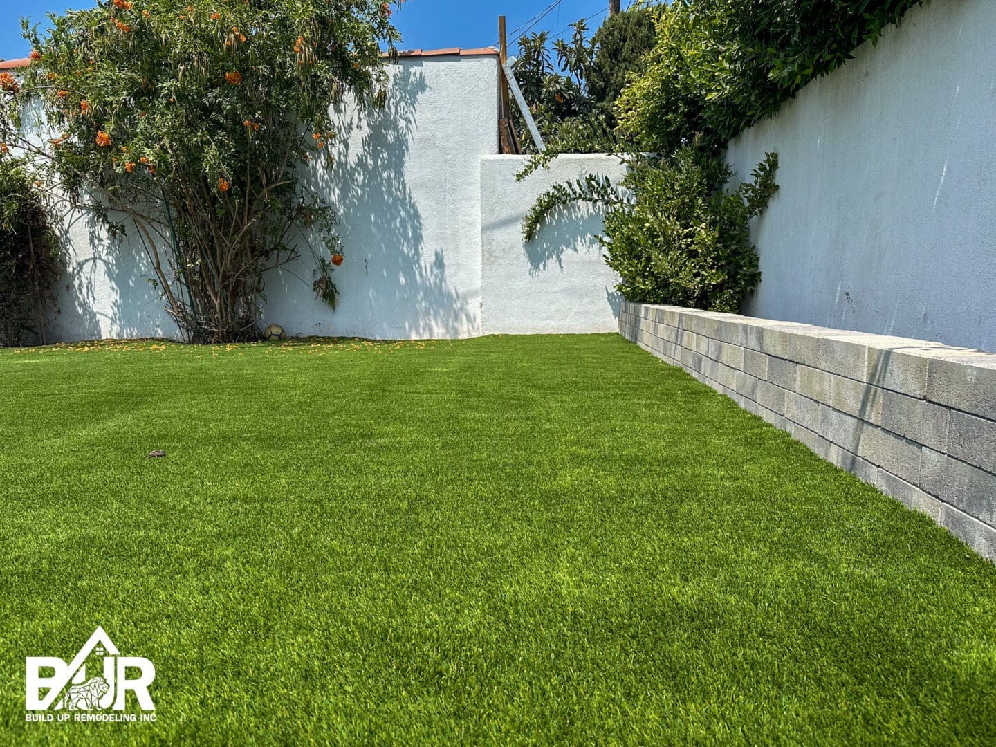 Artificial turf backyard in San Gabriel