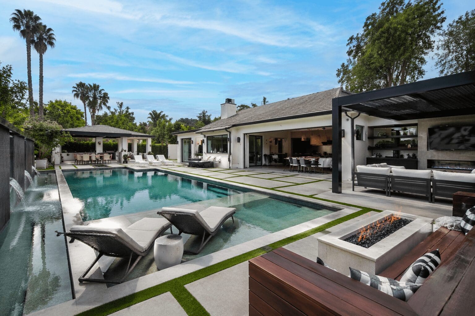 Complete luxury backyard remodeling with pool hardscape and outdoor living