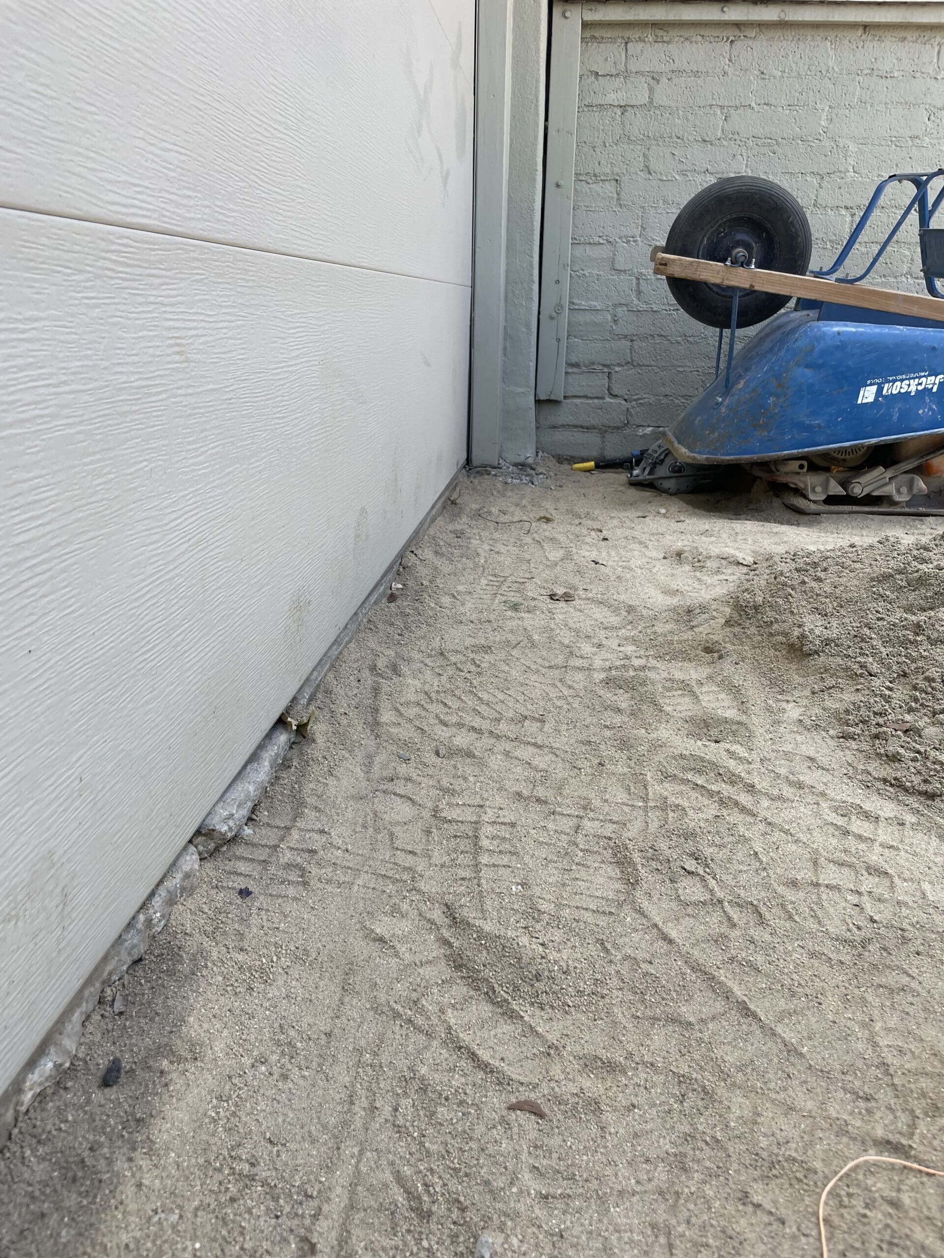 During Beverly Hills driveway paver installation