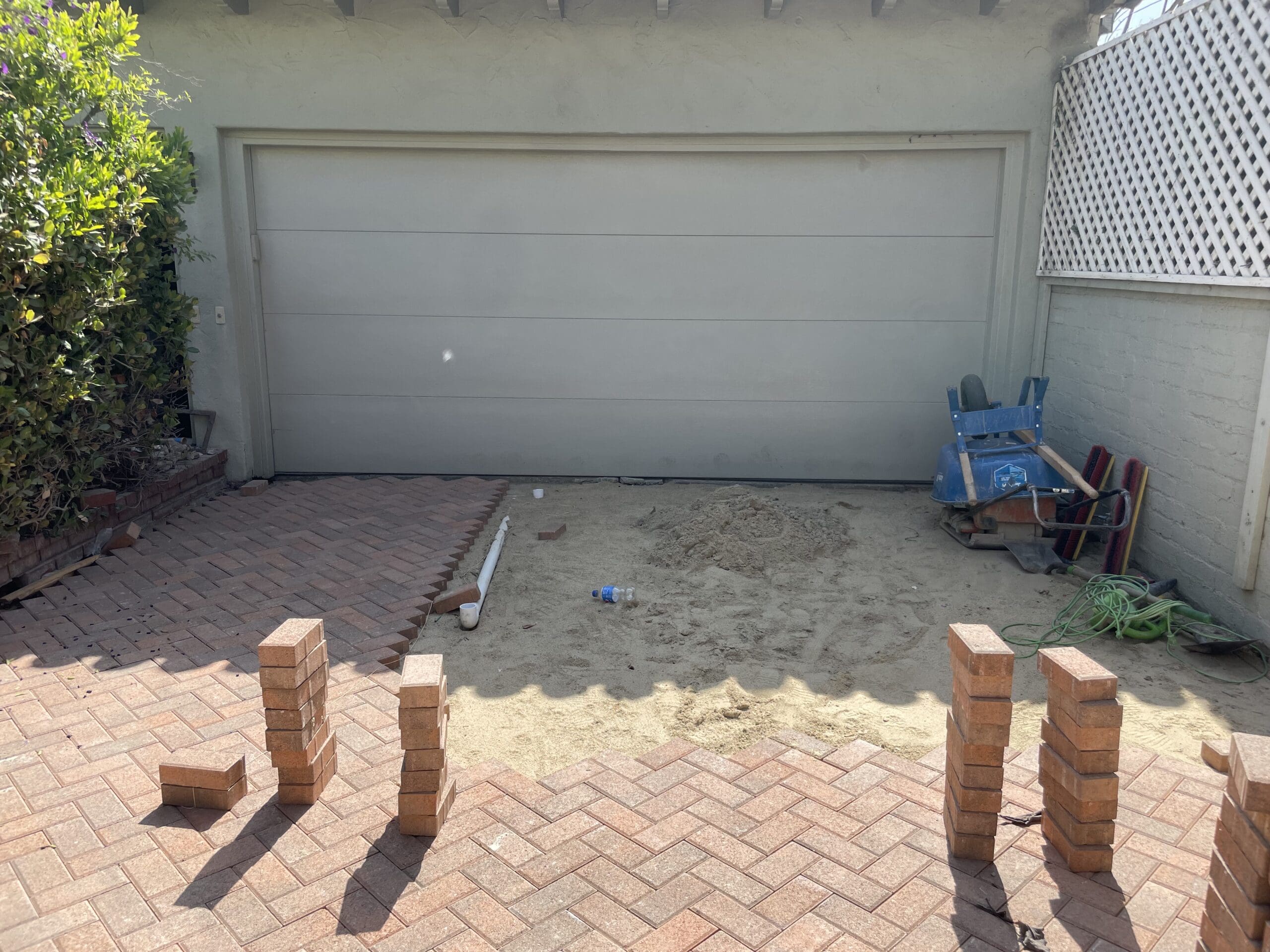 Terracotta Holland paver driveway installation in progress