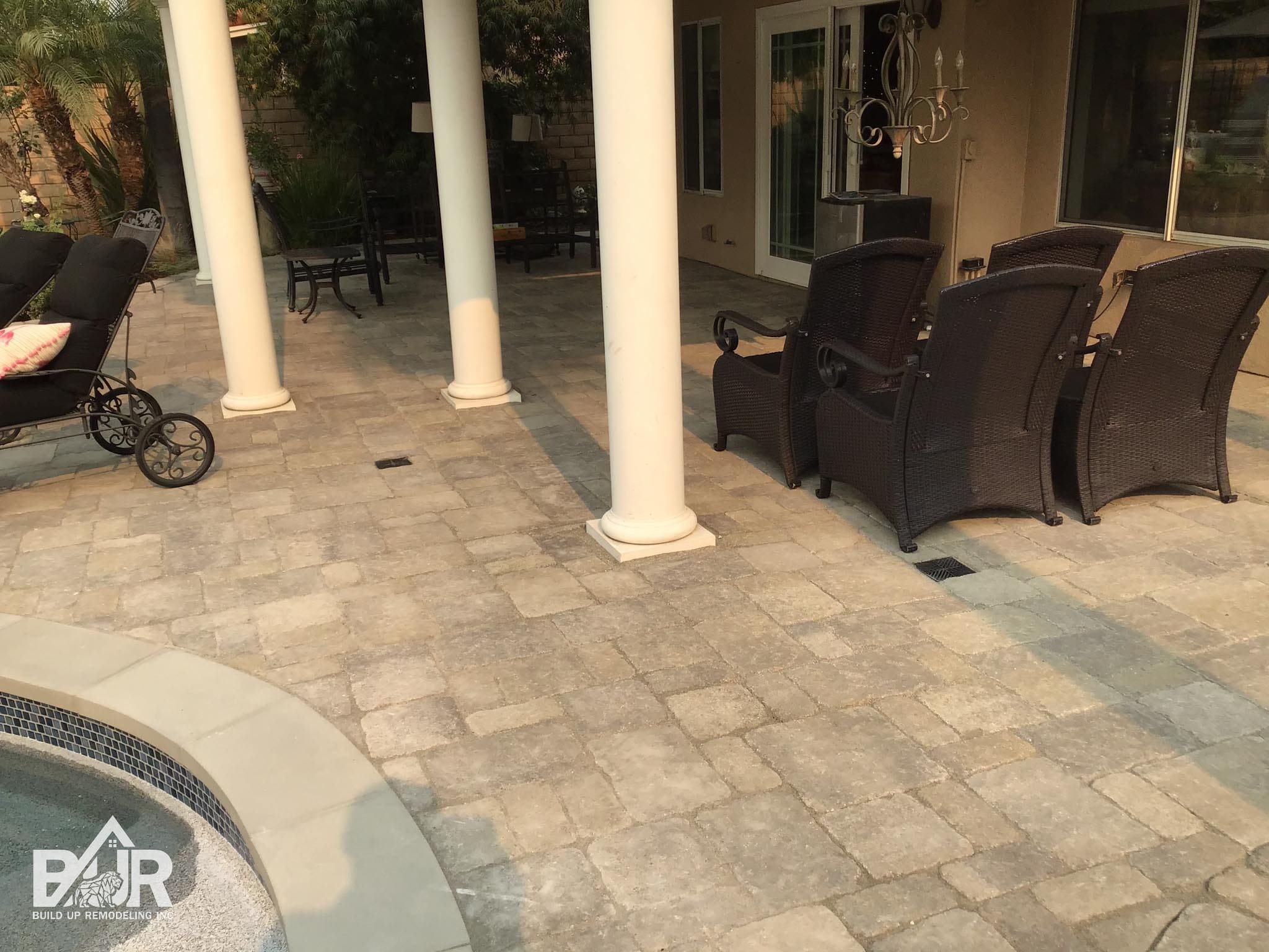 Finished slate stone pavers on Thousand Oaks pool deck