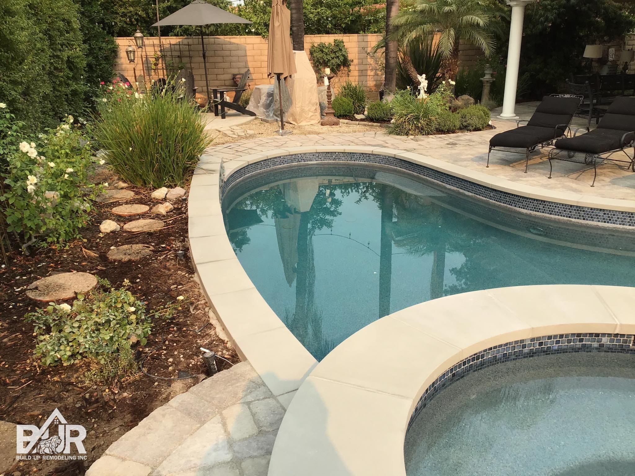 Finished Thousand Oaks pool and slate stone deck