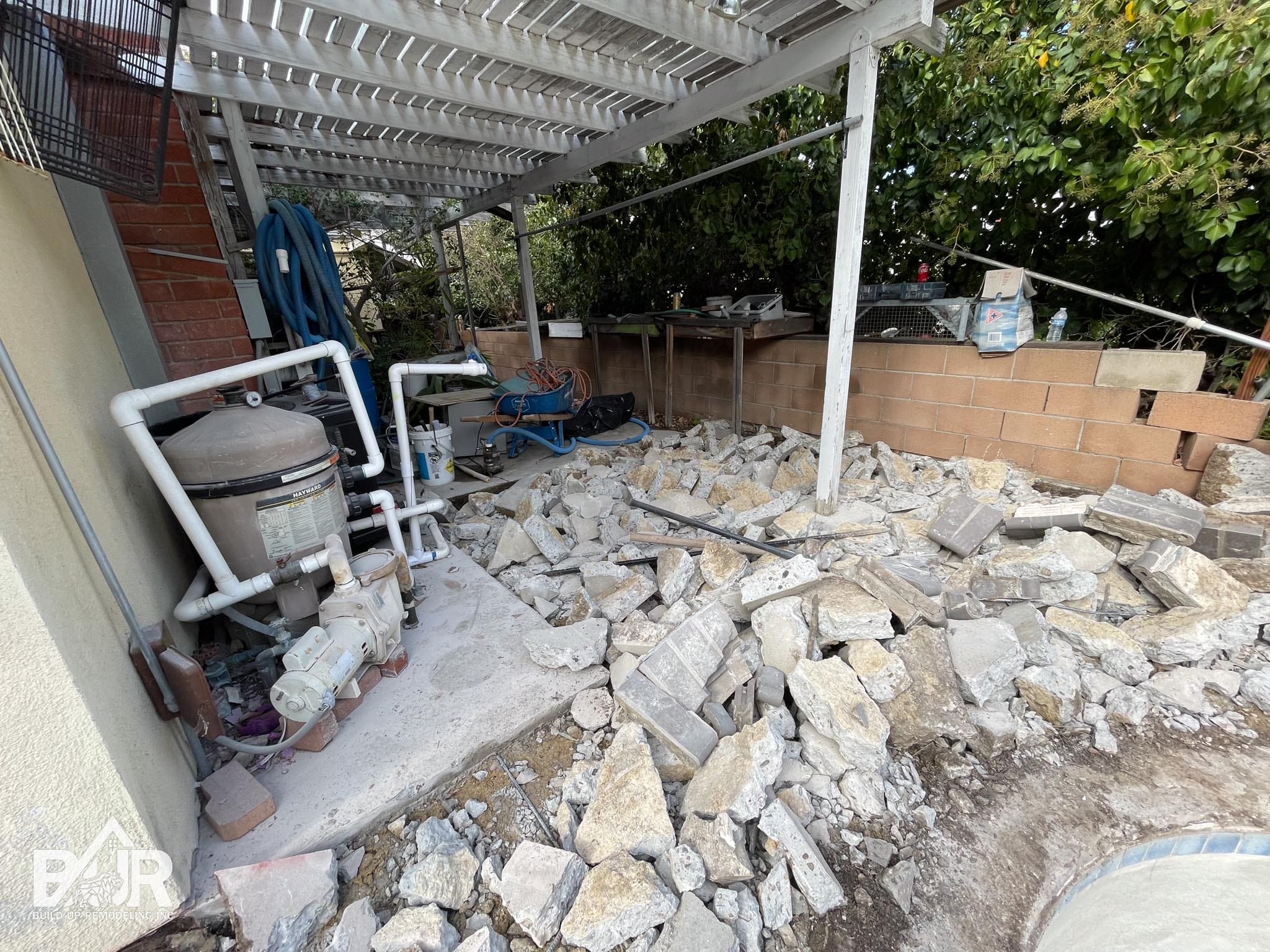 Pool demolition during Simi Valley remodeling